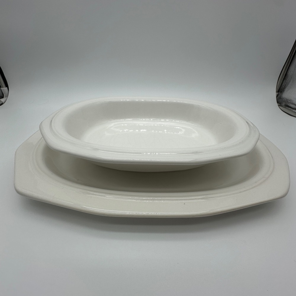 Pfaltzgraff Heritage White Vegetable Bowl and Oval Platter Set Stoneware